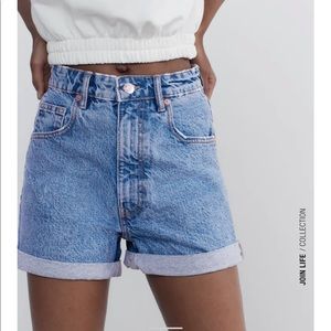Zara mom fit jean shorts